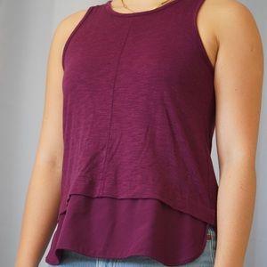 J. Crew purple layered tank/blouse with keyhole back